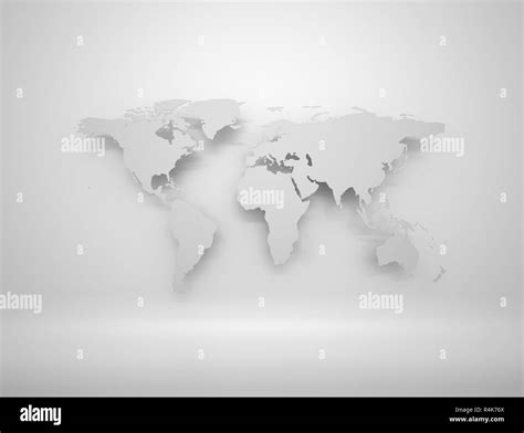 Grey World Map With Shadow Stock Photo Alamy