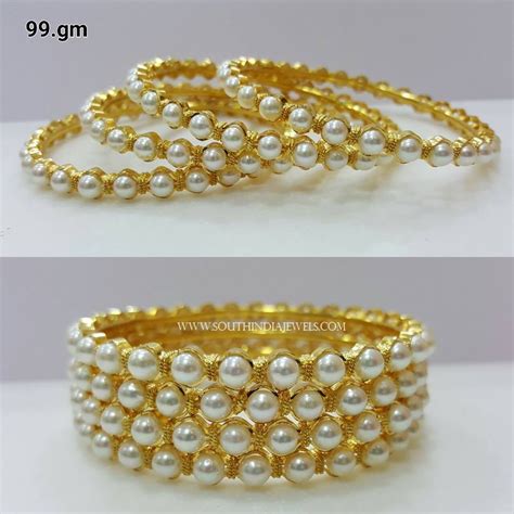 Gold Pearl Bangle Set South India Jewels