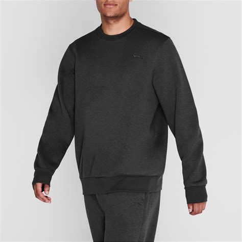 Slazenger Mens Sl Fleece Crew Sweater Jumper Pullover Long Sleeve Neck