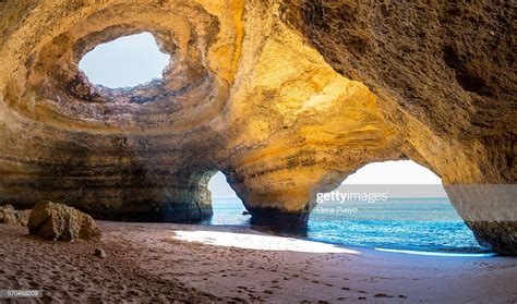 Benagil Beach Sea Caves Algarve Portugal High Res Stock