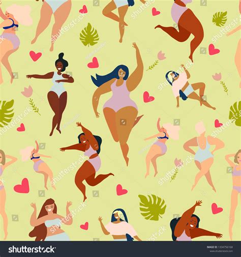 Happy Girls Body Positive Movement Beauty Stock Vector (Royalty Free