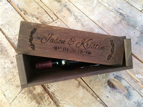 Personalized Rustic Wood Wine Box Wedding And Anniversary Etsy Wood