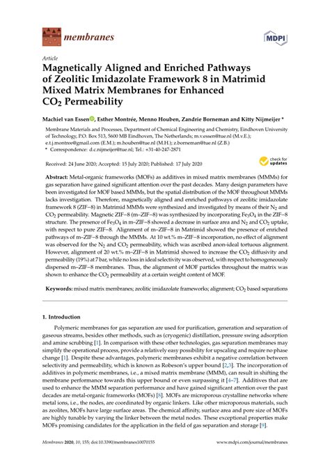Pdf Magnetically Aligned And Enriched Pathways Of Zeolitic Imidazolate Framework 8 In Matrimid