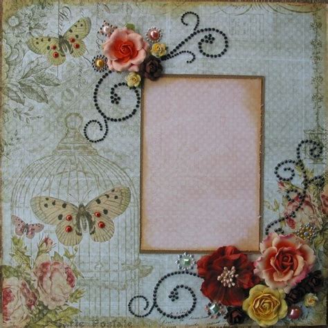 Butterfly Creams Shabby Chic Vintage Premade 12x12 Layout Scrapbook Page Simple Scrapbook