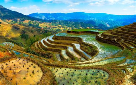 Wallpaper China Terraces Water Mountains Beautiful Scenery 1920x1200 Hd Picture Image