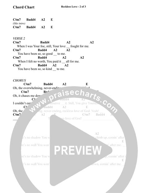 Reckless Love Choral Chords Brentwood Benson Choral Praisecharts