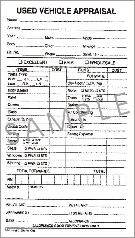 This template has space for the user to add details of the owner information, vehicle condition, vehicle evaluation and other important data. Used Vehicle Appraisal Book