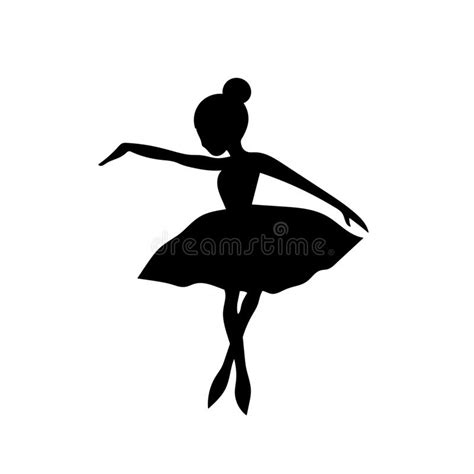 Ballerina Silhouette On White Background Female Dancer Figure Stock