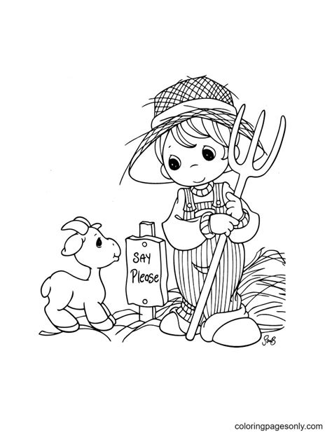 Precious Moment Farm Girl Coloring Page Free Printable Coloring Pages