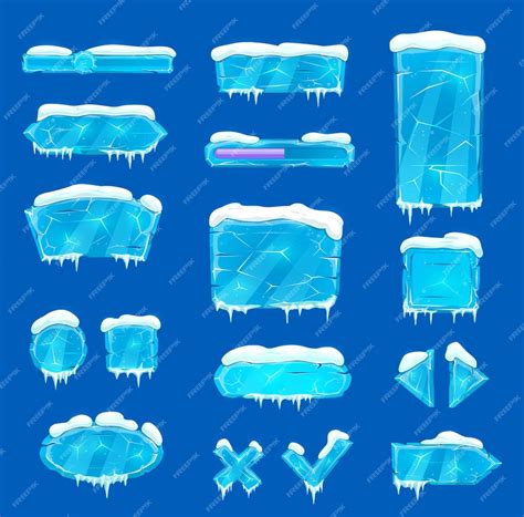 Premium Vector Blue Ice Crystal Buttons Sliders Arrows And Keys