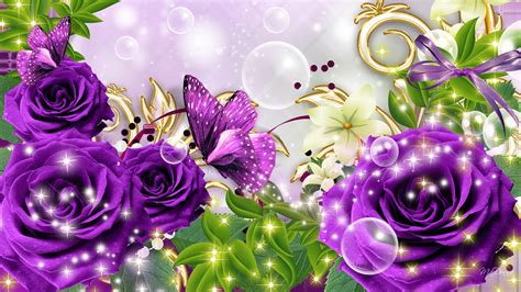 Purple Roses and Butterflies by MaDonna