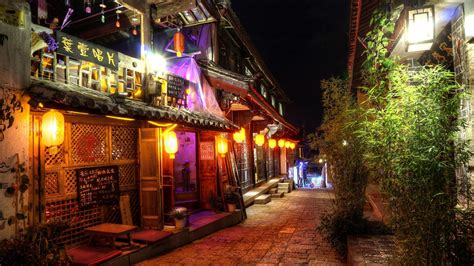 Street Night Asian Architecture Road Evening Town Restaurant