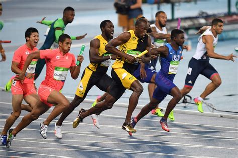 Usain Bolt Wins The Mens 4x100m Relay Final During The Athletics Event