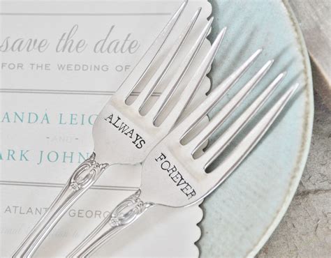 Forever And Always Vintage Wedding Cake Forks Personalized With Your