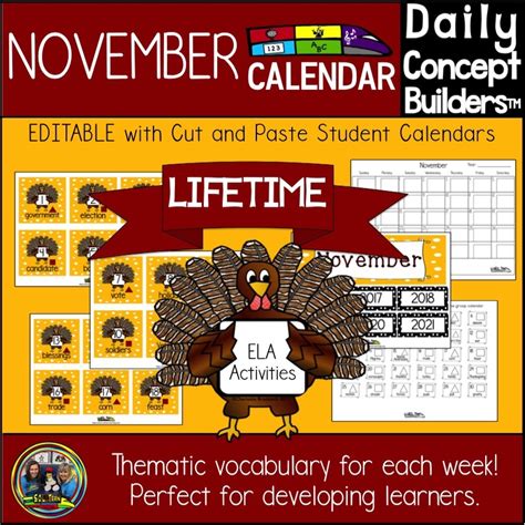 November Vocabulary Calendar Sol Train Learning