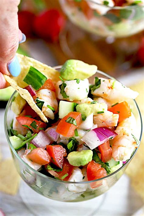 Making ceviche is easy, only the shrimps have to be marinated and then many ingredients are mixed. Easy Shrimp Ceviche (Mexican Style) | Lemon Blossoms