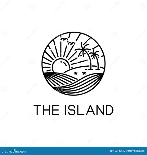 The Island Line Art Stock Vector Illustration Of Island 158138612