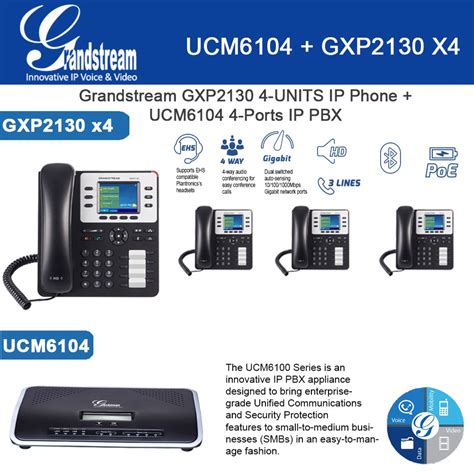 Grandstream Gxp2130 4 Units Enterprise Ip Phone Ucm6104 4 Port Ip Pbx