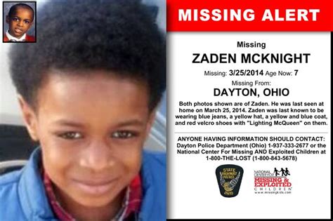 Zaden Mcknight Age Now 7 Missing 03252014 Missing From Dayton