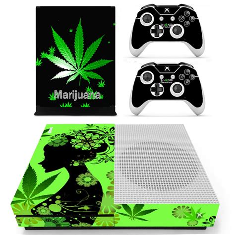 Green Leaf Weed Skin Sticker Decal For Microsoft Xbox One S Console And