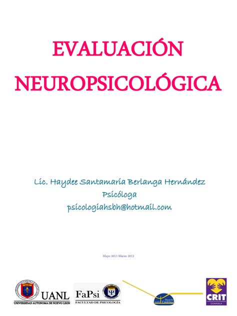 Evaluaci N Neuropsicol Gica Evaluacin Neuropsicolgica Lic Haydee