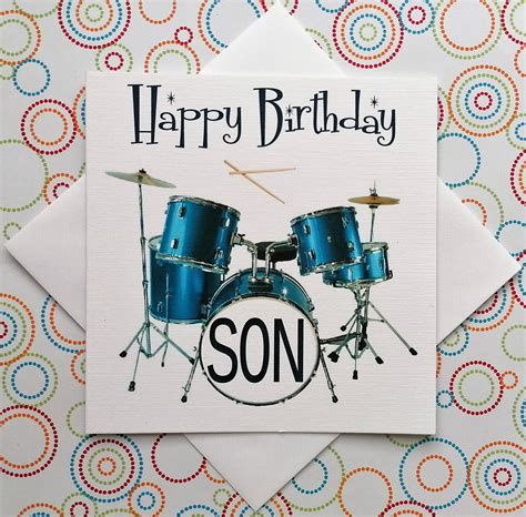 Happy Birthday Son Drums Card Etsy Uk
