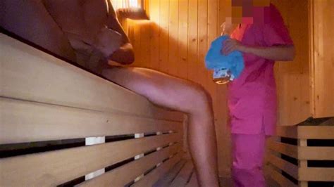 Dickflash The Spa Cleaner Catches Me Touching Me In The Sauna And Helps Me Finish