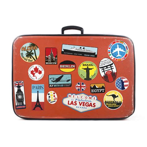 20x Luggage Stickers Suitcase Patches Vintage Travel Labels Retro Vinyl Decals