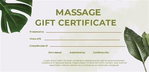 New Massage Gift Certificate Template Free Printable Massage Gift Certificate Massage Gift