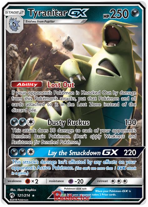 Tyranitar's excellent stats and wide movepool make it a versatile pokemon that can fit easily in balanced teams. Tyranitar GX - Lost Thunder #121 Pokemon Card