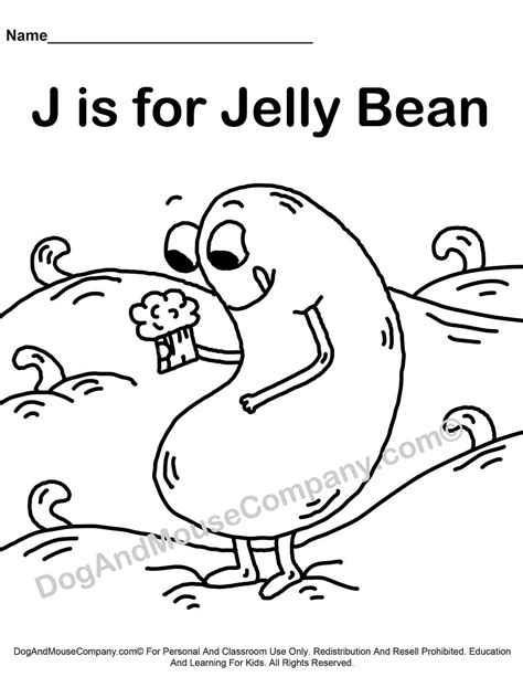 J Is For Jelly Bean Coloring Page | Learn Your ABC's | Worksheet Printable Digital Download by