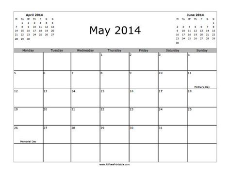May 2014 Calendar Free Printable