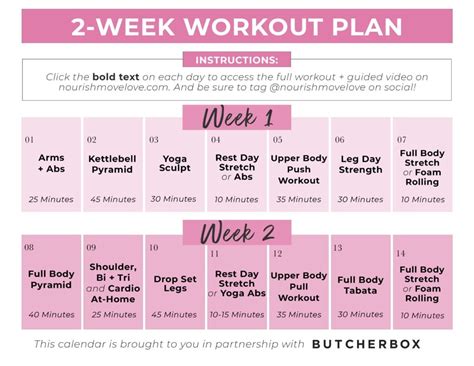 Free 2 Week Workout Plan And Healthy Meal Plan Nourish Move Love