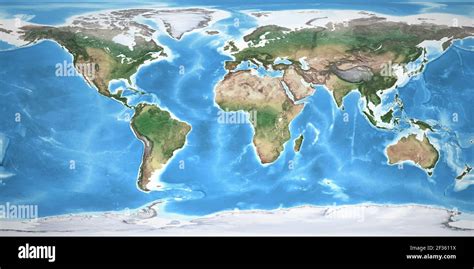 Mapa Físico Del Mundo Con Detalles De Alta Resolución Vista Plana Por
