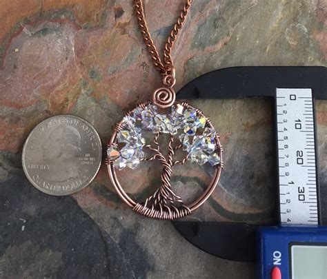 April Birthstone Necklace Crystal Tree Of Life Necklace Wire Wrapped