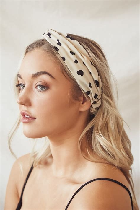 Cute Cream Headband Dot Print Headband Knotted Headband Lulus