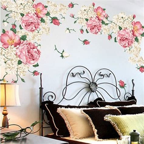 1pc Colorful Flowers Wall Stickers Beautiful Peony Adhesive Stickers