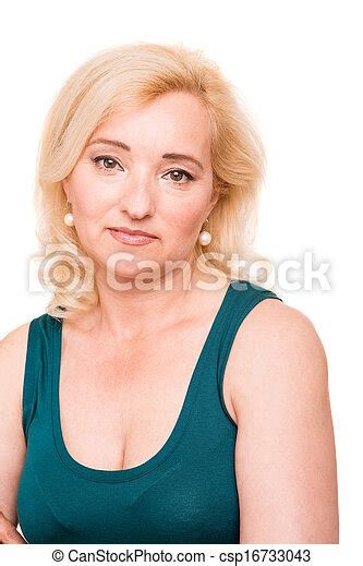 Mature Woman Posing Beautiful Mature Woman Posing Over White Background Canstock