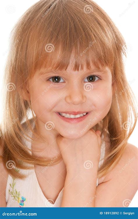 Closeup Cheerful Little Girl Stock Photo Image Of Dress Child 18912892