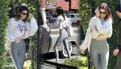 Kendall Jenner Sexy Cameltoe In Leggings At A Pilates Class In West