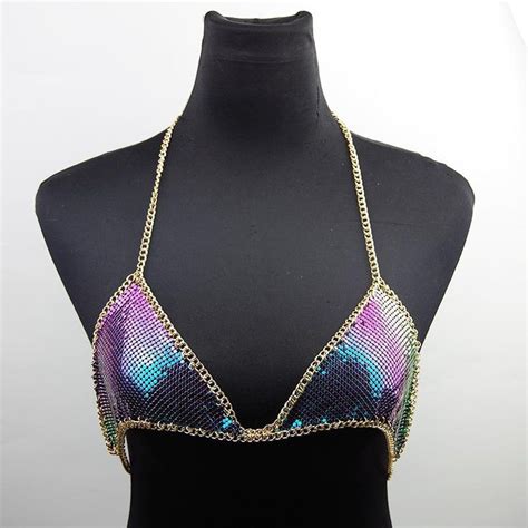 Metallic Chain Bikini Top Colors In Bralette Chain Bikini Jewelry Body Jewelry Bikini