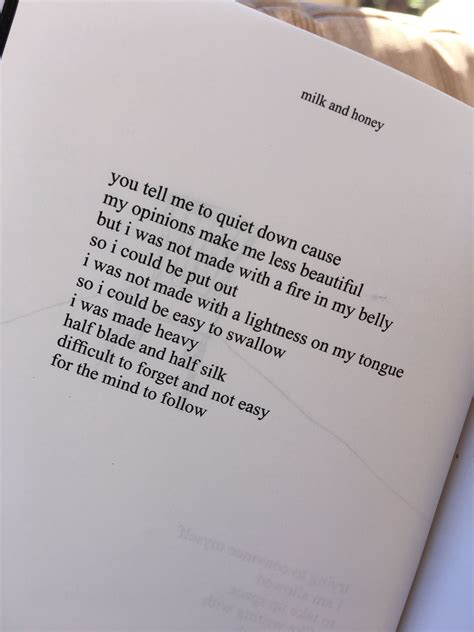 The sections explore the themes of violence, abuse, love, loss, and femininity. Milk and Honey. Quote. | Health quotes motivation, Honey ...