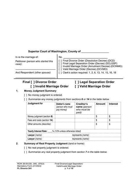 Form Fl Divorce241 Download Printable Pdf Or Fill Online Final Divorce Order Dissolution Decree