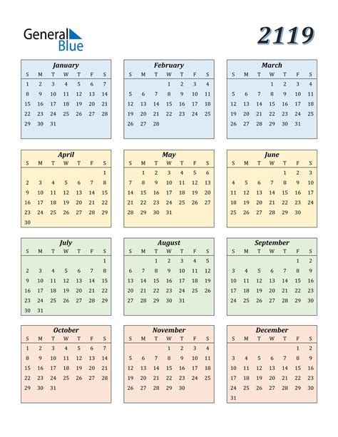 2119 Calendar Pdf Word Excel