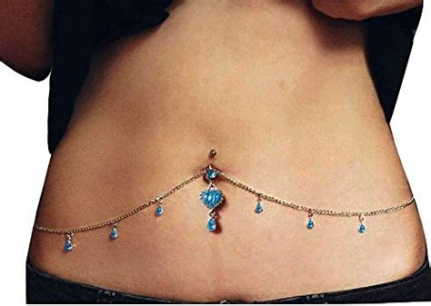 Body Jewelry Steel Barbell Rhinestone Navel Ring Piercing Waist Chain