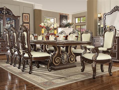 Baroque Belle Silver Round Dining Room Set 5pcs Traditional Homey