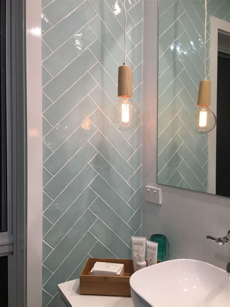 Manual Aqua Tile From Canberra Tile And Design House In A Herringbone