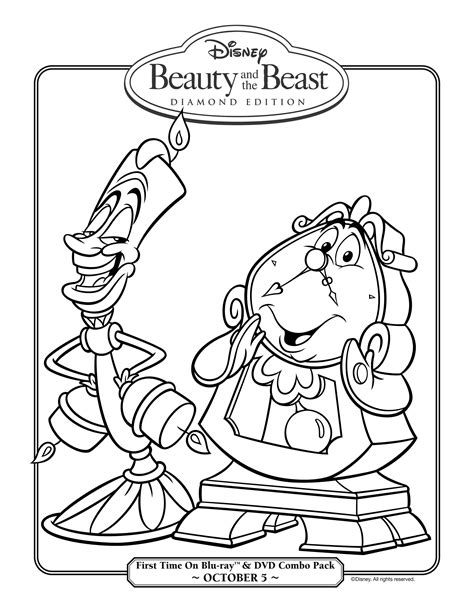 19 Dibujos de La Bella y la Bestia para colorear, pintar e imprimir gratis