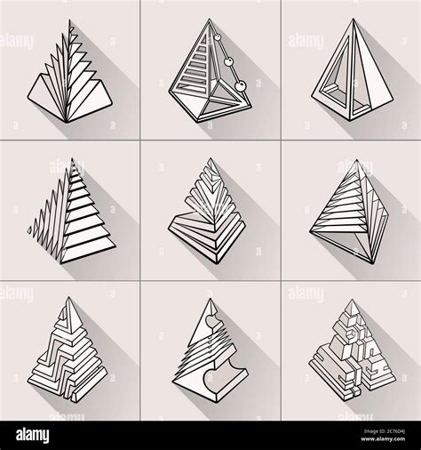 Set Of 3d Geometric Shapes Pyramid Designs Stock Vector Image And Art Alamy