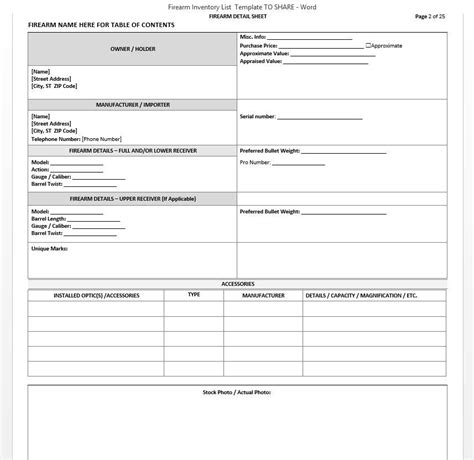 Download a free printable showing the four essential gun safety rules. Firearm Inventory Sheet | St p, Firearms, List template